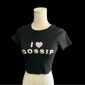 Black "I <3 Gossip" Crop Tee